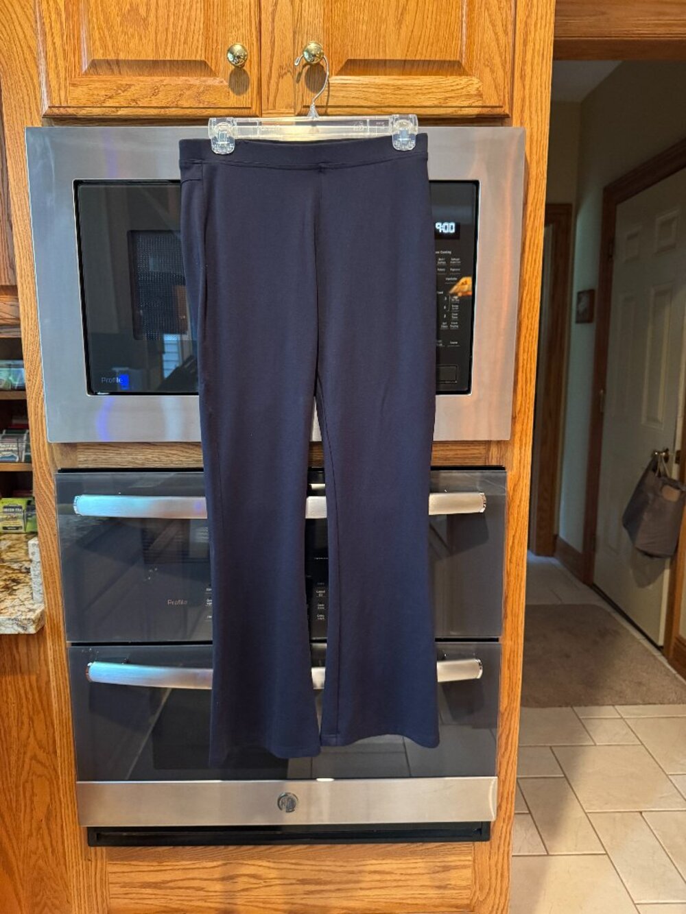 Peach of Cloth Long Stretch Pants Pull On Flat Front Black S  66p210
